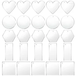 Breloques 10 pièces acrylique blanc rond coeur carré rectangulaire carte transparente pendentif pour la fabrication de bijoux bricolage porte-clés artisanat