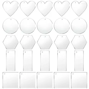 Charms 10pcs Acrylic Blank Round Heart Square Rectangular Transparent Card Pendant For Jewelry Making Diy Keychain Craft