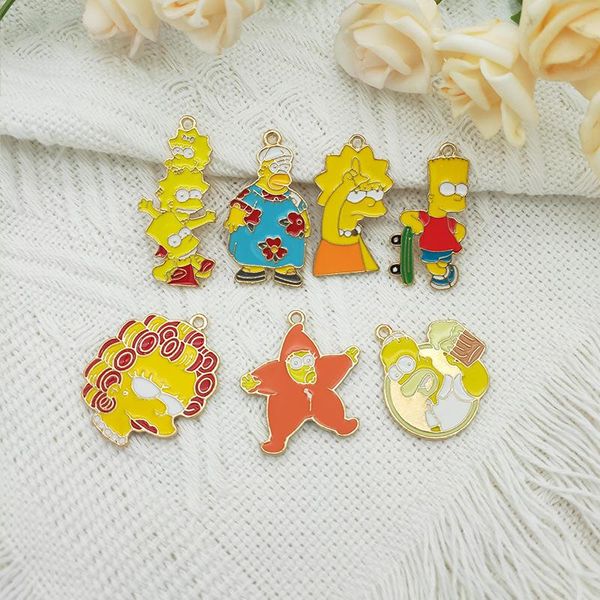 Dijes 10 Uds. Pendientes de aleación esmaltados de dibujos animados clásicos de Anime accesorios colgantes para fabricación de joyería DIY collar de diseñador llaveroCharms