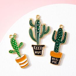 Charmes 10 pièces alliage métal goutte huile plante Cactus pendentif pour bracelet à bricoler soi-même collier fabrication de bijoux breloques