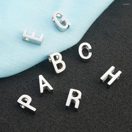 Breloques 10 pièces Alphabet A-Z lettres perles carrées initiales en acier inoxydable Alphabets Bracelet collier accessoires de bricolage