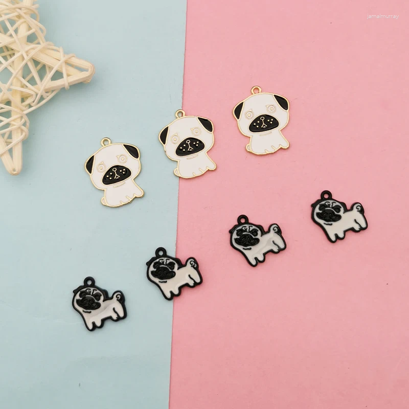 Charms 10Pcs Animals Dogs Metal Enamel Pendants Drop Oil Bulldags Earring Finding Fit Fashion Jewelry Bracelet Making Ornament