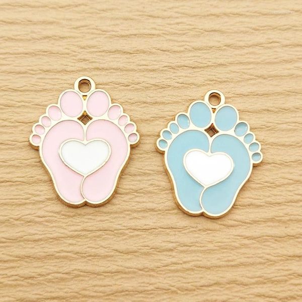 Charmes 10pcs Baby Feet Charm pour les bijoux Faire un collier en émail Pendentif bricolage fournit des accessoires artisanaux plaqués or