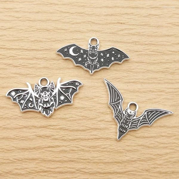 Charmes 10 pièces breloque chauve-souris pour la fabrication de bijoux collier en émail pendentif porte-clés téléphone fournitures de bricolage accessoires d'artisanat en métal plaqué blanc