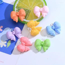 Charms 10Pcs Brightly Pure Color Bowknot Small Cute Resin Lovely Pendant DIY Earrings Hairpin Jewelry Making Finding C1236