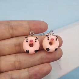 Breloques 10 pièces dessin animé cochon rose pour la fabrication de bijoux, boucles d'oreilles, porte-clés, jolis pendentifs flottants C517