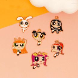 Charmes 10pcs dessin animé petite fille bijoux en alliage radicals charme bricolage utilisé pour fabriquer un collier de boucles d'oreilles en porte-porte