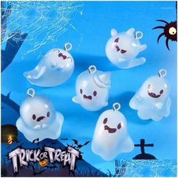 Charms 10 Stuks Cartoon Lichtgevende Spook Hars Diy Halloween Cadeau Sieraden Maken Creatieve Sleutelhanger Telefoon Hanger Grappig Beeldje Decor Drop Othju