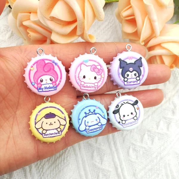 Charms 10pcs Cartoon Resin Animal Colgante linda botella de biber