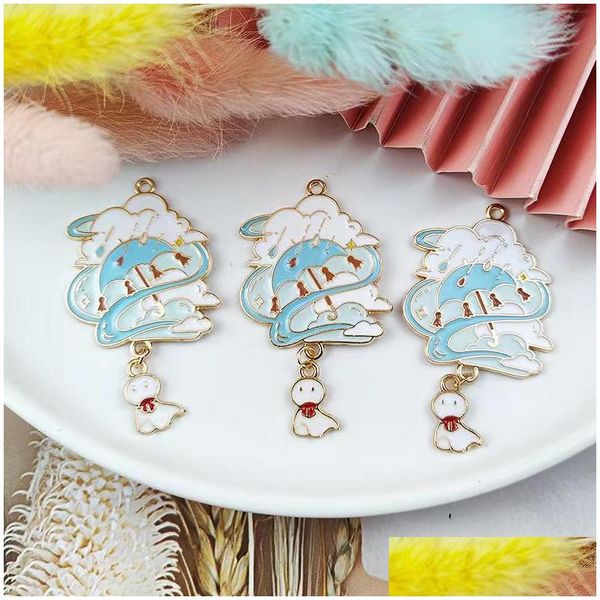 Charmes 10 Pcs Dessin Animé Poupée Ensoleillée Flottant Goutte D'eau Émail Goutte Huile Alliage Pendentifs Dangle Diy Bijoux Boucle D'oreille Collier Accessoires De Dhnrs