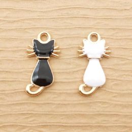 Charmes 10pcs chat pour la fabrication de bijoux émail animal collier pendentif boucle d'oreille bracelet accessoires bricolage artisanat fournitures plaqué or
