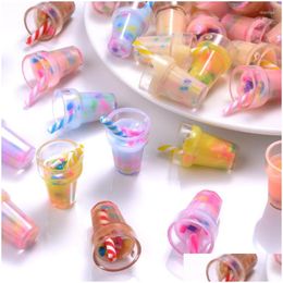 Charms 10 stks Colorf Resin Milk Tea Cup Drink Bottle Glazen Hangers met binnen voor sieraden DIY Handgemaakte kettingaccessoires Drop Deli Dhxic