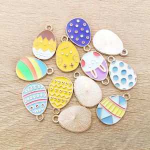 Charmes 10 pièces Animal de dessin animé coloré pour la fabrication de bijoux dinosaure oeuf de pâques pendentifs bricolage colliers boucles d'oreilles