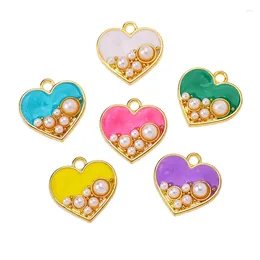 Charmes 10 pièces perle colorée romantique amour coeur pendentif néon émail charme pour bricolage bijoux fins accessoires Couple saint valentin cadeau