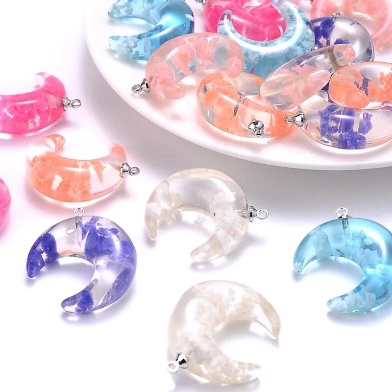 Charms 10st Creative Chic Transparent Harts Moon Glowing Colorful Sky Glass Clear Lysande hänge för halsbandsmycken