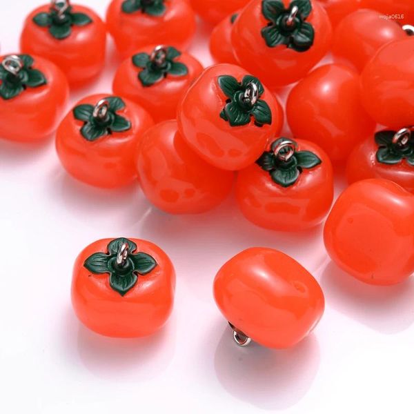 Charmes 10pcs mignon design 3d conception rouge tomate kinme fruit de la résine pendentielle acrylique dessin animé végétal pour la fabrication de bijoux