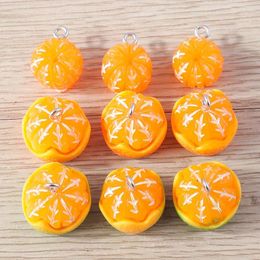 Charmes 10 pièces mignon 3D résine fruits orange pendentifs pour boucles d'oreilles colliers bricolage bracelets faits à la main accessoires de fabrication de bijoux