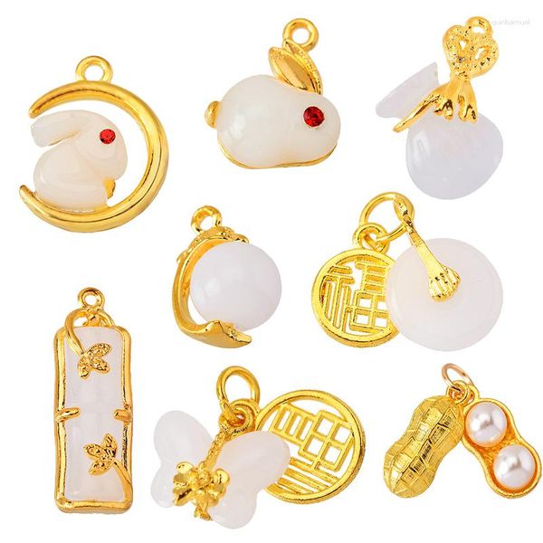 Charms 10 pièces mignon papillon bambou porte-bonheur pendentif pour femmes clavicule chaîne boucles d'oreilles bijoux à bricoler soi-même faisant des fournitures cadeaux