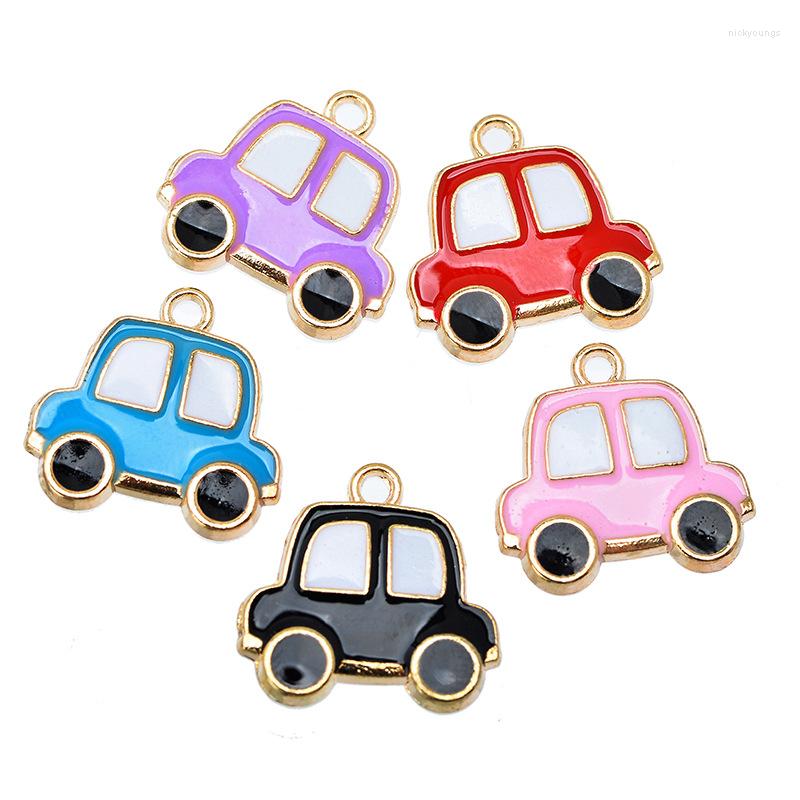 Charmes 10pcs mignon voiture émail taxi transport pendentifs bricolage fabrication de bijoux pour bracelet collier boucles d'oreilles porte-clés cadeaux de fête