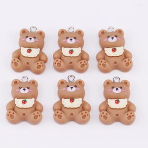 Breloques 10 pièces, ours de dessin animé mignon, pendentif en résine Kawaii pour boucles d'oreilles, Bracelet Neklace, porte-clés, fournitures de fabrication de bijoux, résultats de bricolage