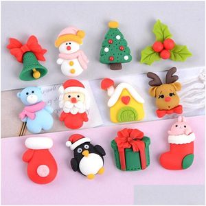 Charms 10 stks schattige kerstserie platte rugcabochon voor haarspeld jewelly diy accessoires versier elanden tree hars charm drop leveren dhta3