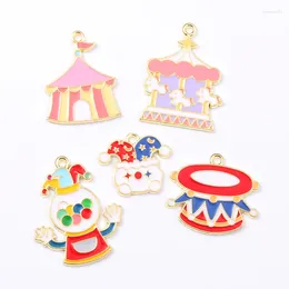 Charmes 10 pièces mignon cirque émail Clown Joker maison pendentifs pour la fabrication de bijoux à bricoler soi-même accessoires collier résultats faits à la main