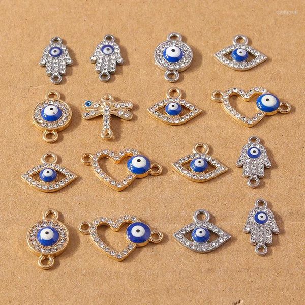 Charmes 10 pièces mignon cristal dinde yeux chanceux coeur pendentifs charme pour la fabrication de bijoux boucles d'oreilles collier Bracelet bricolage accessoires