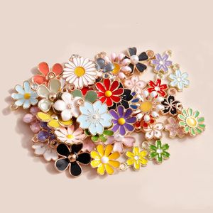 Bedels 10st Schattig Emaille Sakaru Daisy Bloemen Bedels Hangers voor Ketting Armband Oorbel DIY Sieraden Maken Accessoires Bevindingen 231208