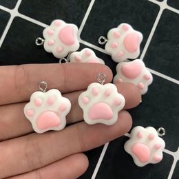 Charms 10 stuks schattige roze kat klauw hars bedels DIY cartoon dier oorbel huisdier choker hangers sieraden accessoire maken D65 231208