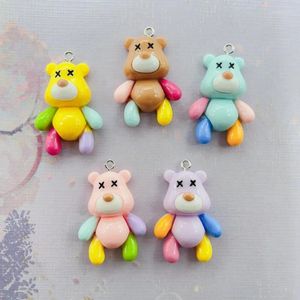 Charmes 10 pièces mignon sourire ours Reisn flottant Patch simulé Animal pendentif Flatback bricolage boucles d'oreilles bijoux faisant des accessoires