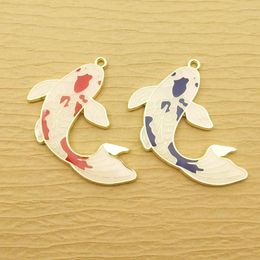 Charmes 10 pièces breloque de poisson en émail pour la fabrication de bijoux fournitures artisanales boucle d'oreille pendentif Bracelet collier en métal bricolage accessoires de téléphone