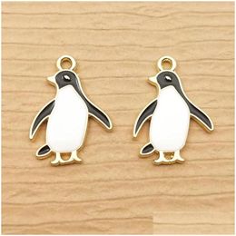 Charms 10pcs Enamelo Penguin Charabla para joyas que hacen lindos accesorios de pulsera de animales de arar suministros de artesanía de bricolaje Dr Dhltg