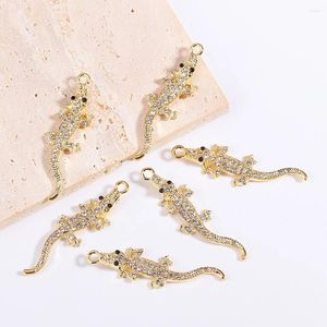 Charms 10 stuks prachtige strass krokodil charme stijlvolle legering dier hanger DIY ketting oorbel sleutelhanger sieraden maken accessoire