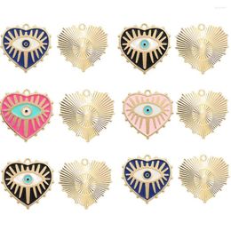 Charmes 10 pièces oeil coeur métal breloque pour Kawaii fabrication de bijoux émail collier pendentif porte-clés téléphone bricolage accessoires fournitures artisanales