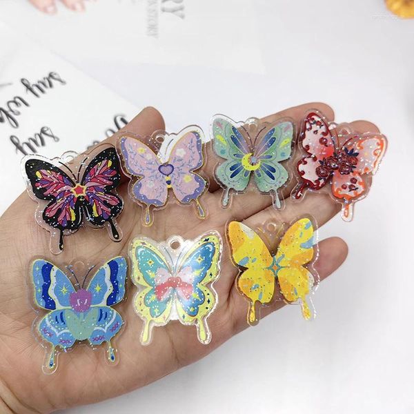 Charmes 10 pièces animaux de mode pour la fabrication de bijoux résultats acrylique papillon brillant pendentif insecte Flatback bricolage boucles d'oreilles C1452
