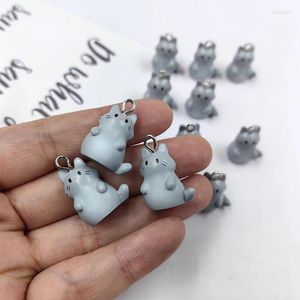 Charms 10 stks Mode Grijze Kat Voor Sieraden Maken Hars Dieren Hanger DIY Oorbellen Sleutelhanger Telefoon Case Ambachten C1511