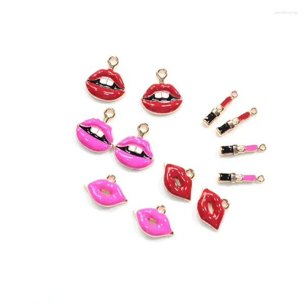 Charmes 10 pièces mode belles lèvres rouges à lèvres charme pour la fabrication de bijoux bricolage boucles d'oreilles Bracelet collier porte-clés fournitures