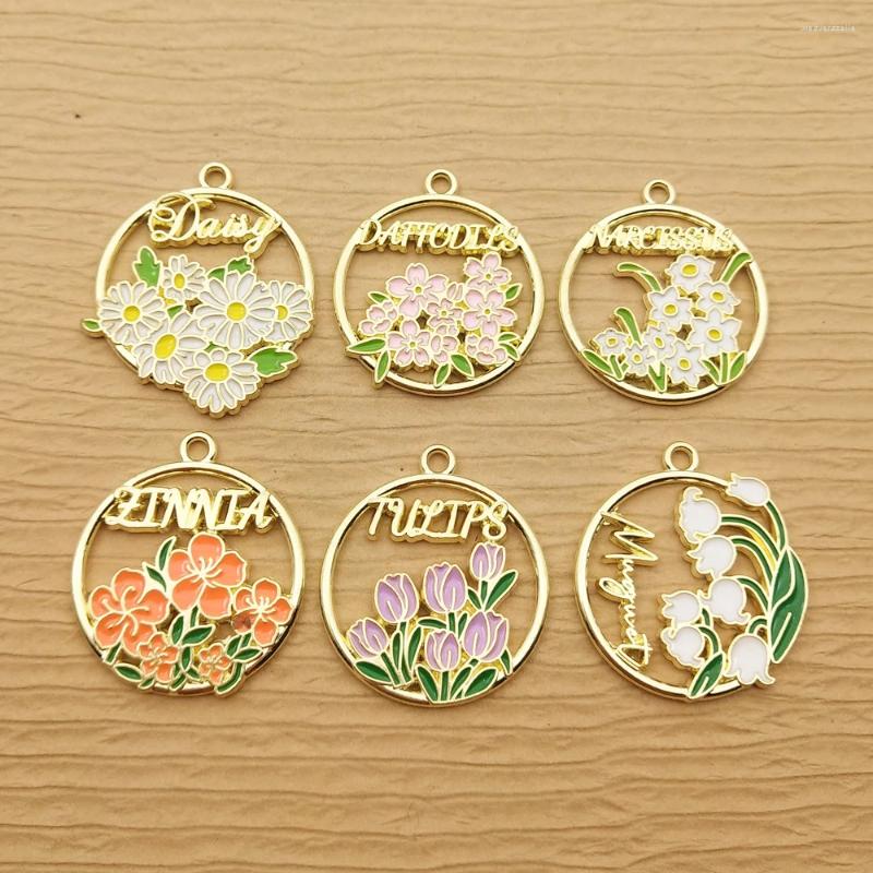 Charms 10st Flower Daisy Charm för smycken som gör emaljhalsband hänge DIY Craft Supplies Keychain Earring Metal Accessories