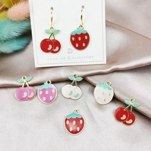 Charmes 10 pièces série de fruits cerise fraise pendentif collier à faire soi-même Bracelet boucle d'oreille porte-clés concepteur à la main bijoux de charme