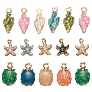 Breloques 10 pièces plaqué or coquillages de mer mignon pendentif de téléphone portable pour bracelets à faire soi-même boucle d'oreille collier bijoux fabrication fournitures accessoire