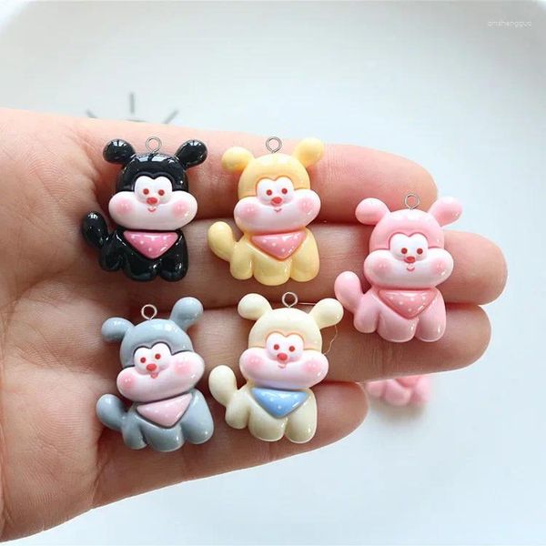 Breloques 10 pièces Kawaii dessin animé brillant petit chien résine animaux mignons boucle d'oreille porte-clés pendentif bricolage pour la fabrication de bijoux