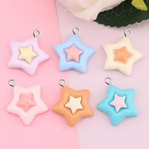 Charms 10 stks kawaii glanzende sterrenhars voor sieraden maken vrouwen oorbellen ketting ambacht hangers diy sleutelhanger flatback accessoire