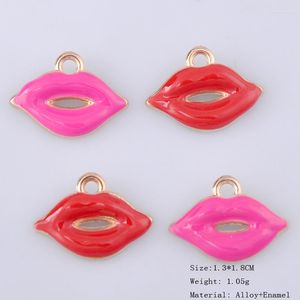 Charms 10 stks Koreaanse Mode Kleding Accessoires Creatieve Sexy Lippen Hangers Legering DIY Emaille