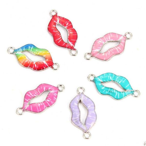 Charms 10 Unids Labios Esmalte Aleación Pulseras Conectores Para Diy Collar Accesorios Joyería de Moda Encontrar Drop Delivery Findin Dhgarden Dh9Qx