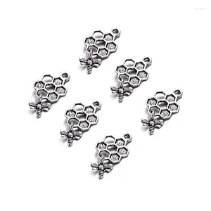 Charms 10 -stcs/lot legering holte hexagonale honingraatbijen voor ketting armband dieren hanger sieraden accessoires