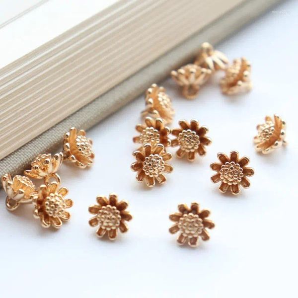 Dijes 10 unids/lote cobre circón Mini flor Margarita botón 8mm para DIY pendientes de gota accesorios para hacer joyas