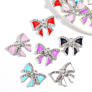 Charms 10 stks/partij prachtige legering emaille inzet kristal vlinder charme delicate hanger ketting oorbellen sieraden maken accessoires cadeau