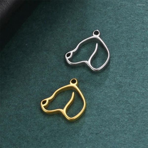 Charmes 10 pièces/lot en gros en acier inoxydable pendentif animal mignon tête de chien minuscules pendentifs accessoire pour bijoux bricolage fait 10.1x10.3mm