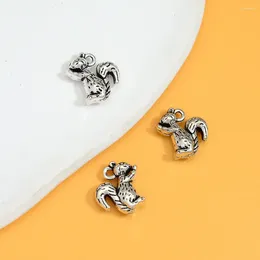 Charmes 10 pcs/Lots 17x18mm Antique argent plaqué animaux écureuil pendentifs pour bricolage porte-clés bijoux fabrication fournitures accessoires