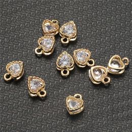 Charmes 10pcs / lots brillant petits pendentifs zircon coeur cristal pour bijoux bricolage faisant des accessoires livraison directe résultats composants Dhgsy
